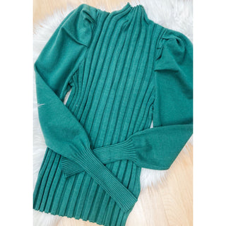 Mock Neck Puff Sleeved Knit Top BI-08