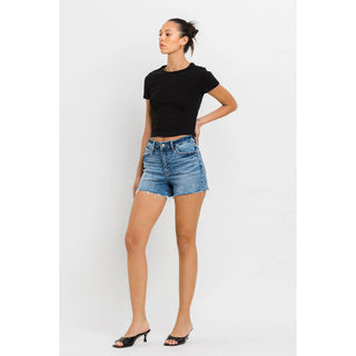 High Rise Raw Hem Denim Shorts FM-13