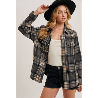 Plaid Button-Down Shacket | BI-34