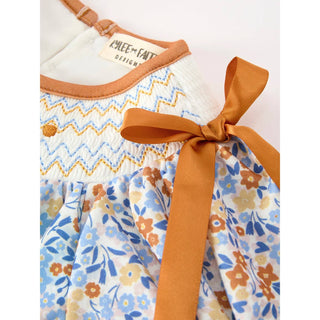 Fall Floral Smocked Girls Dress RF-09