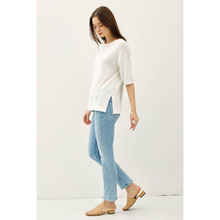 Easy Days Slub Knit Short Sleeve Sweater | BC-30