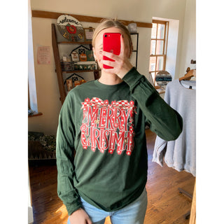Merry Christmas Long Sleeve Graphic Tee | KT-423