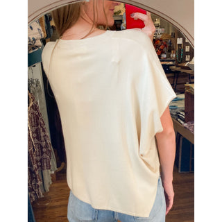 Cream Asymmetrical Loose Flow Top | EN-08