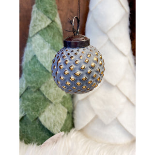 Old World Gold & Grey Kugel Ornament