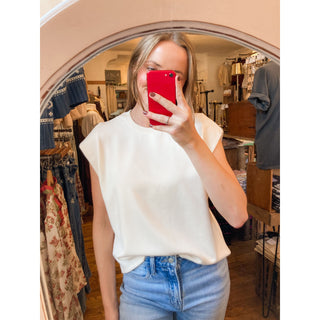 Cream Ribbed Sleeve Top EN-05