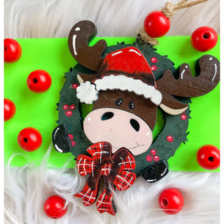 Christmas Moose | Wooden Ornament | KT-129