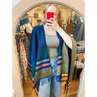 Sidney Midnight Plaid Fringe Wrap