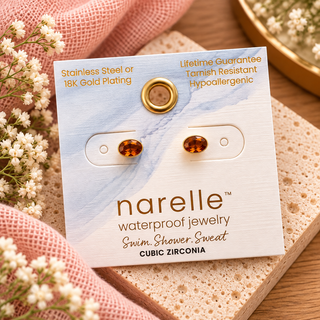 Narelle Waterproof Oval Cubic Zirconia Stud Earrings