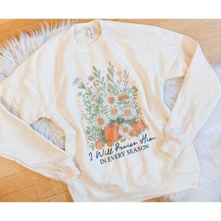 Praise Him in Every Season | Graphic Crew Neck Sweater | KT-142