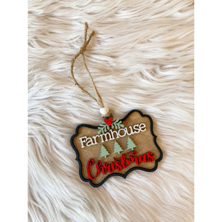 Farmhouse Christmas Wooden Ornament | KT-344