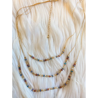 Arkin Dark Multi 3 Tiered Beaded Necklace