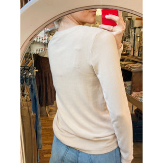 Beige Brushed Round Neck Knit Top DR-24