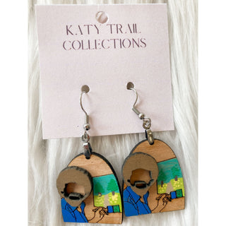 Bob Ross Wooden Earrings