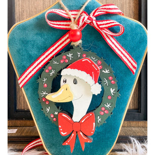 Santa Duck in a Wreath | Wooden Ornament | KT-128