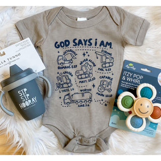 God Says I am Truck design Baby Bodysuit Bella Canvas Graphic Tee KT-205