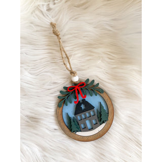 Primitive Christmas Scene Ornament | Handmade Ornament | KT-351
