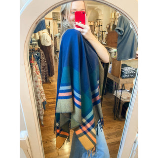 Sidney Midnight Plaid Fringe Wrap