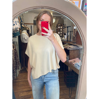Cream Asymmetrical Loose Flow Top | EN-08