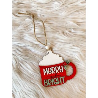 Merry and Bright Cocoa Ornament | Handmade Ornament | KT-347