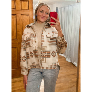 Hi-Low Aztec Brown Shacket OR-03