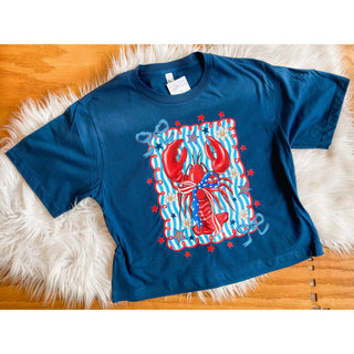 Patriot Lobster Graphic Crop Tee | KT-329