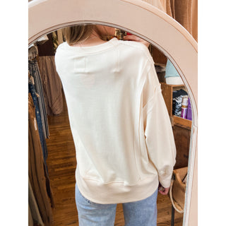 Ivory Vintage Rodeo Horse Graphic Relaxed Sweatshirt LL-10