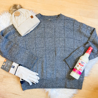 Windowpane Pattern Knitting Sweater | LM-31