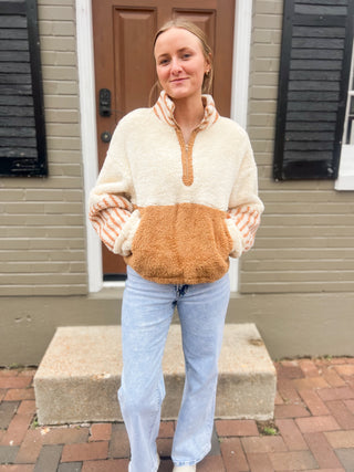 Color Block Sherpa Half-Zip Pullover VJ-31