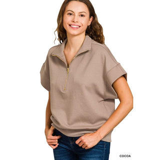 Scuba High Neck Half Zip Short Sleeve Pullover | ZN-56