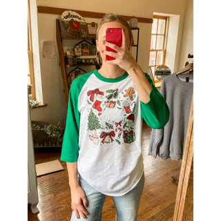 Merry Christmas Doodles Baseball Tee l KT-424