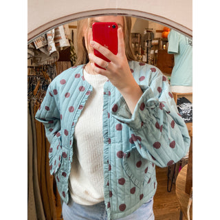 Sage & Mocha Dot Ruffle Jacket LL-09