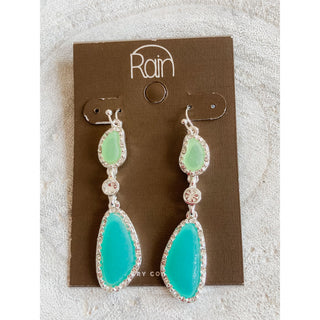 Blue Green Abstract Sea Gem Earrings | RJ-07