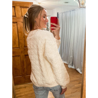 Vanilla Quilted Jersey Button Front Sweatshirt DR-30