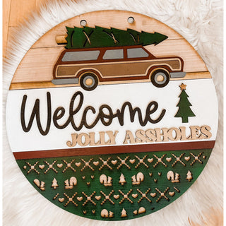 Christmas Round Wooden Sign