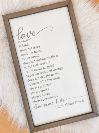 1 Corinthians 13:4-8 Wooden Sign KT-62