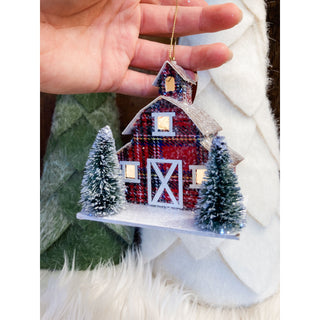 Christmas on the Farm Lighted Barn Ornament