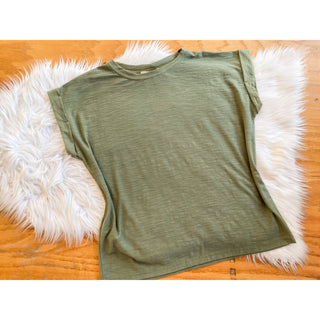 Cotton Modal Slub Rolled Sleeve Tee | ZN-44