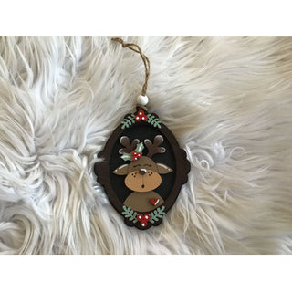 Woodland Reindeer Portrait | Handmade Wooden Ornament | KT-345