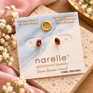Narelle Waterproof Oval Cubic Zirconia Stud Earrings