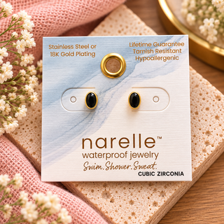 Narelle Waterproof Oval Cubic Zirconia Stud Earrings