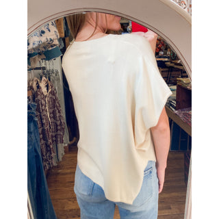 Cream Asymmetrical Loose Flow Top | EN-08