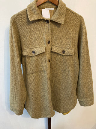 Olive Ridge Waffle Knit Oversized Shacket | TI-10