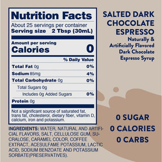 Sugar Free Salted Dark Chocolate Espresso Syrup | Skinny Mixes