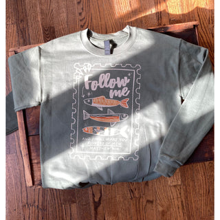 Fishers of Men Olive Green Sweatshirt | Matthew 4:19 | KT-362