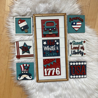 4th of July Wooden Inserts and Frame