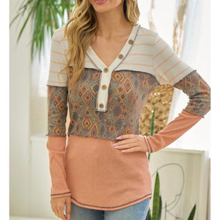 Cindy’s Fabric Mix Top | Lovely Melody | LO-03