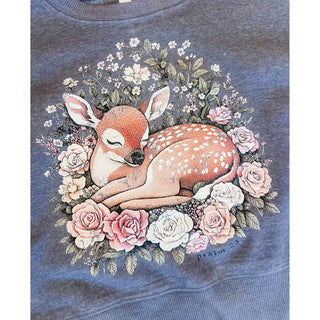 Psalm 23 Floral Deer Cropped Sweatshirt | Graphic Crewneck Sweater | KT-180