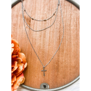 Grace Upon Grace Necklace | Stainless Steel Layered Cross MA-12