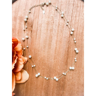 Pure Grace Necklace | 18K Gold-Dipped Layered Pearl Chain MA-14