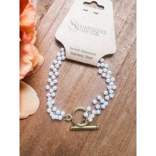 Radiant Grace Bracelet | 18K Gold-Dipped Multi-String Pearl MA-16